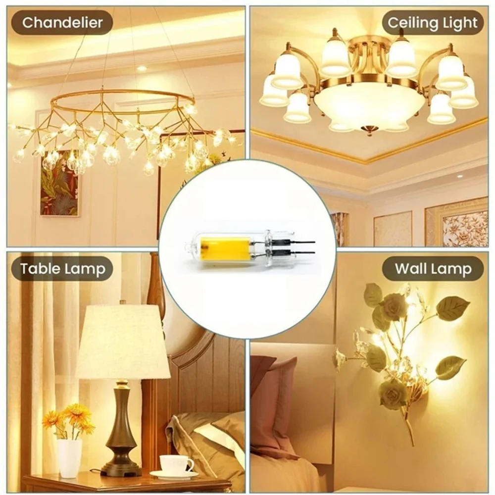 10pcs Dimmable No Flicker LED Bulb G4 Light Bulb AC/DC12V Glass LED Lamp Spotlight Chandelier Lighting Replace Halogen Lamp