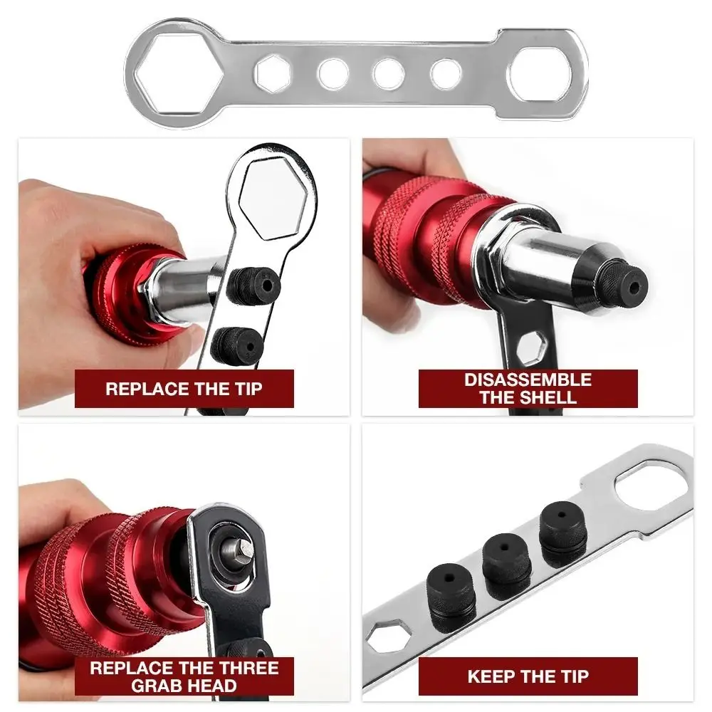 M3 M4 M5 M6 M8 M10 Rivet Nut Tool Adapter Cordless Tool Box Rivnut Adapter Aluminum Alloy Electric Drill Rivet Nut Tool