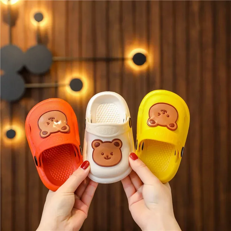 Children\'s Slippers Summer New Cute Little Bear Girl Baby Shoes Boys Soft Sole Anti slip Home Bathroom Cool Slippers