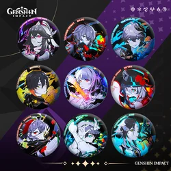 1PC Anime Game Genshin Impact Xiao Beelzebul Venti Frosted Fine Flash Badges Brooches Knapsack Clothes Scarves Pins Decorations