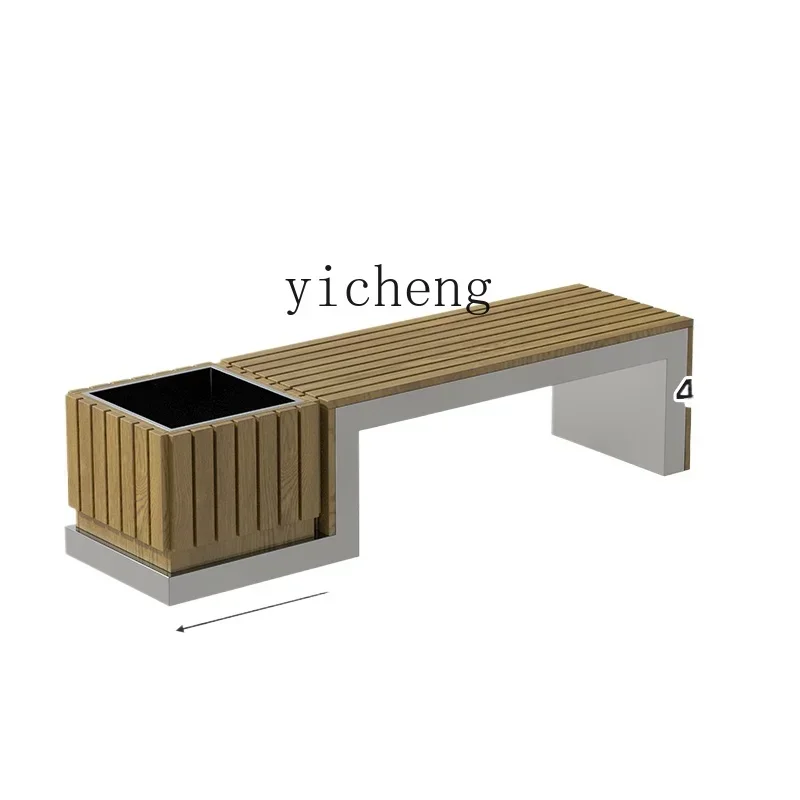 TQH outdoor stainless steel square public rest seat flower box commercial pedestrian street long seat