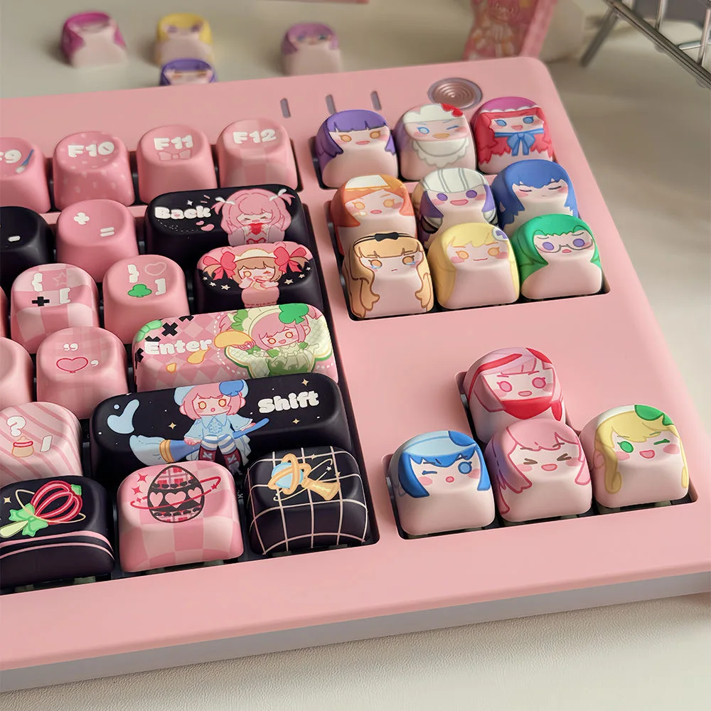 Cute Sweetheart MOA Keycap Set PBT 130 Key Personalized Girl Keycap Suitable for Cherry MX Gamer Mechanical Keyboard Accessories