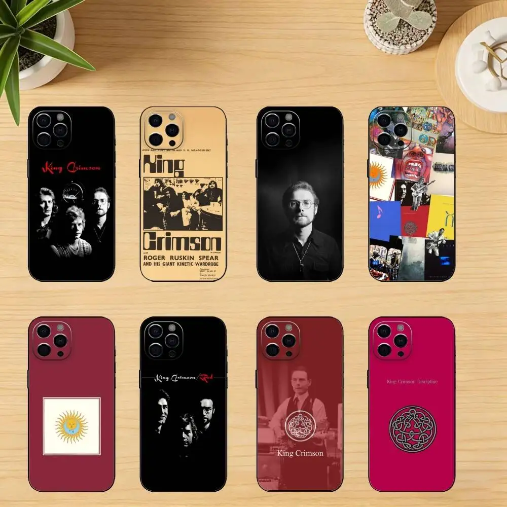 

Band K-King Crimson Phone Case For iPhone 17,16,15,14,13,12,11 Plus,Pro Max,Soft Silicone Black Cover