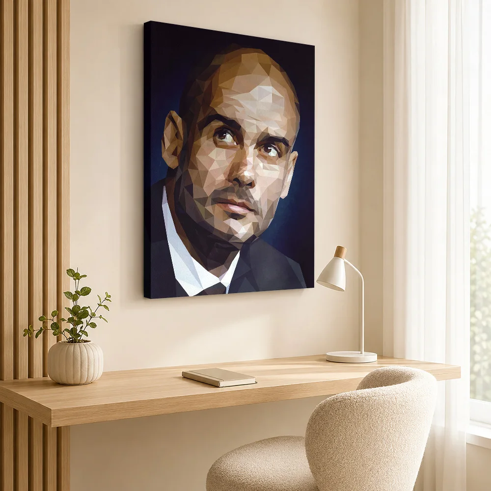 Minimalist Pep Guardiola Framed Canvas Poster Customized Photo Sports Portrait Wall Art for Man Cave Decor Gift for Collectors