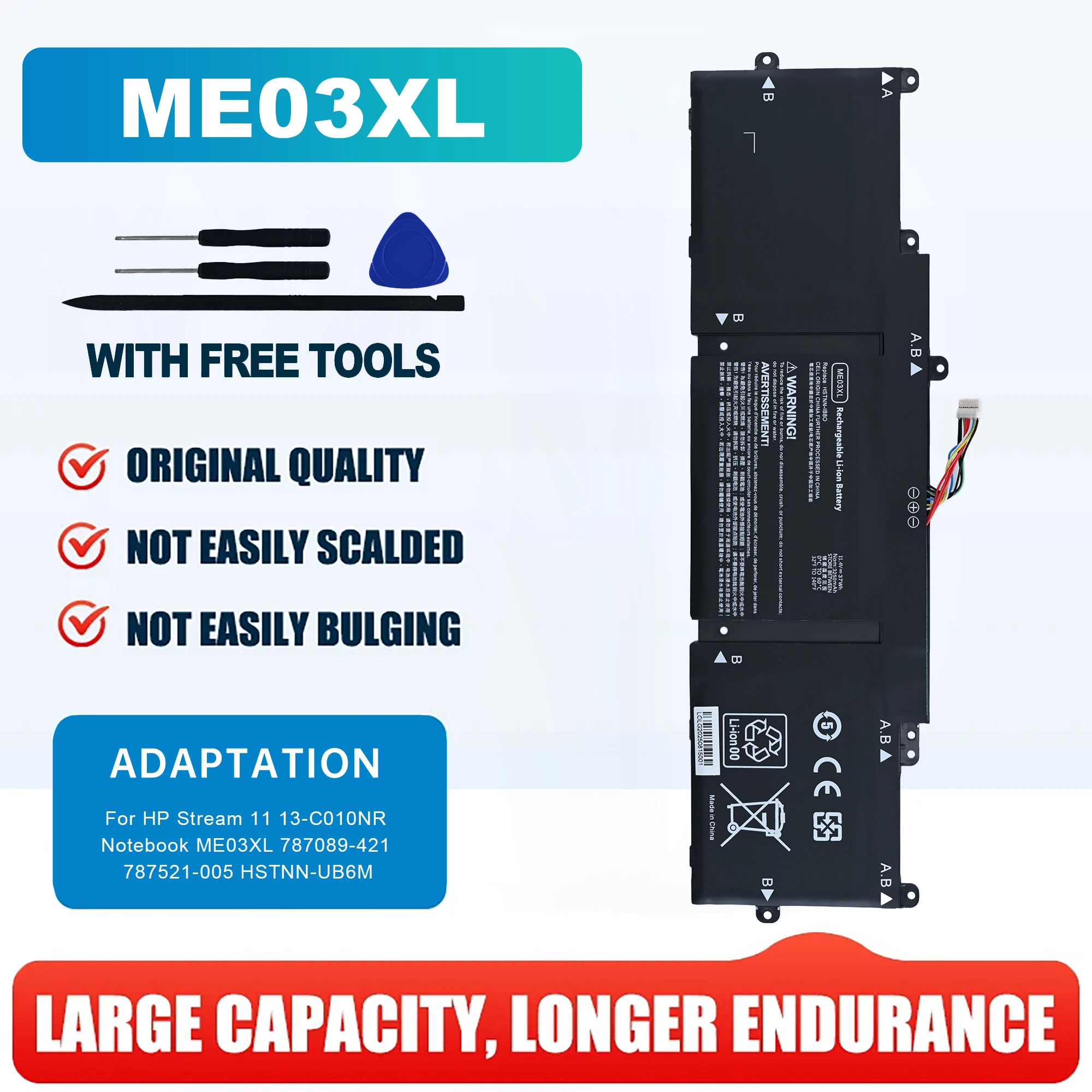 11.4V ME03XL Battery ME03 For HP Stream 11 13-C010NR Notebook ME03XL 787089-421 787521-005 HSTNN-UB6M