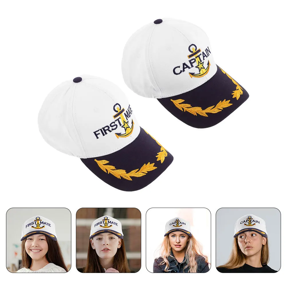 

2Pcs Captain Baseball Cap Embroidered Retro Outdoor Sun Hat for Sports Hiking Tourism Fishing Captain Baseball Hat
