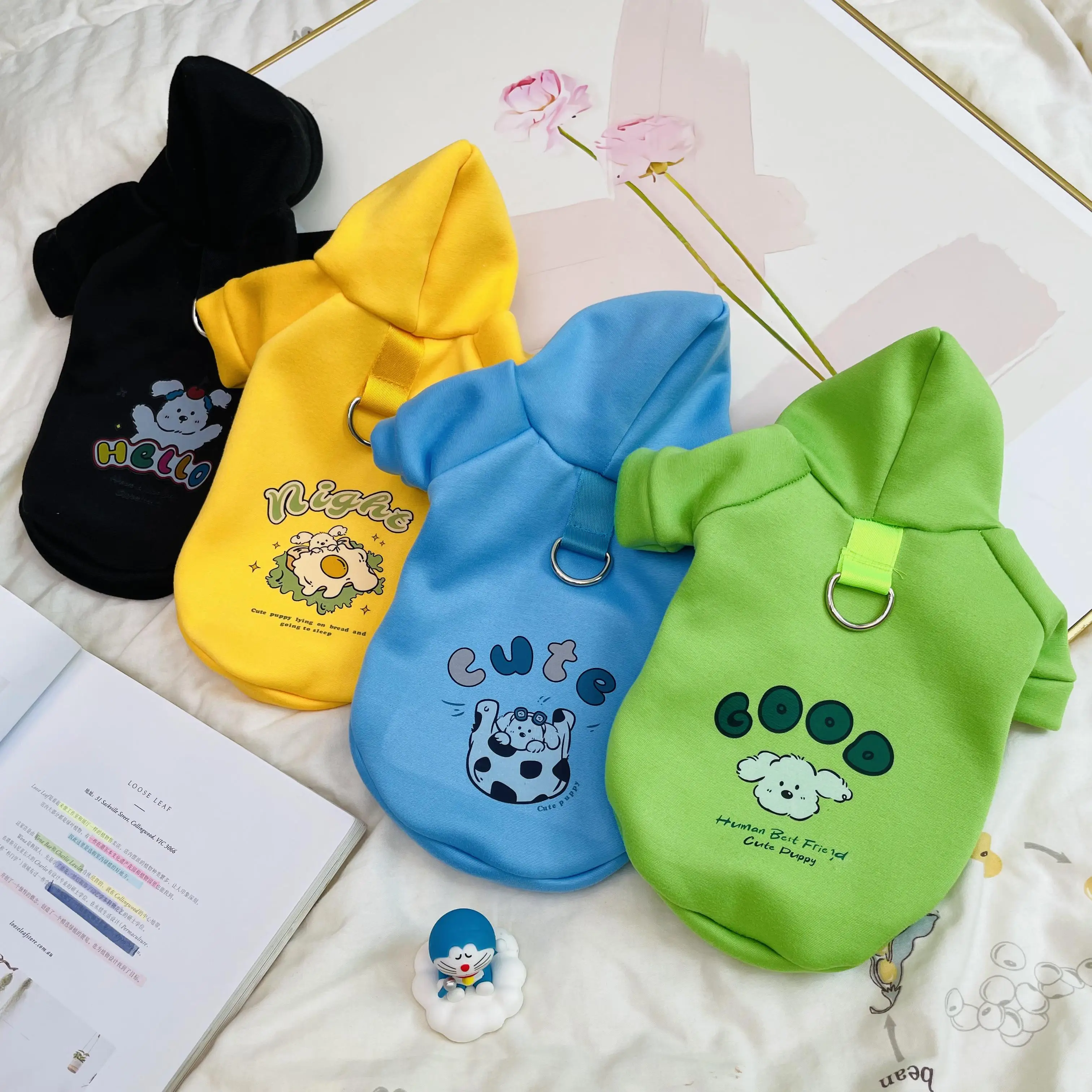 Super Cute Cat and Dog Sweater Pet Cartoon Waffle Spring and Autumn Sweater Style Cartoon Print Autumn and Winter