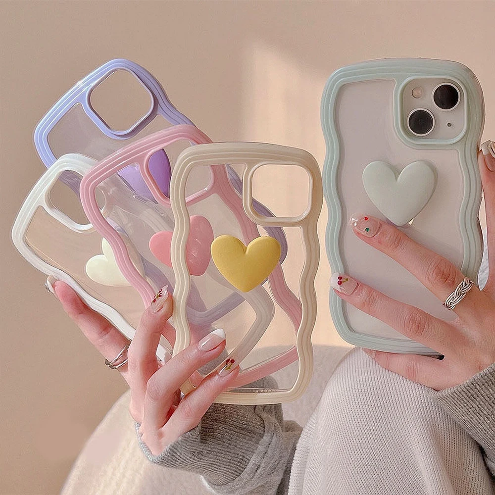 Soft Wavy Lines Phone Case For iPhone 13 Pro 15 14 12 11 Pro Max Funda iPhone XR X XS 7 8 Plus SE 2022 Transparent Candy Bumper