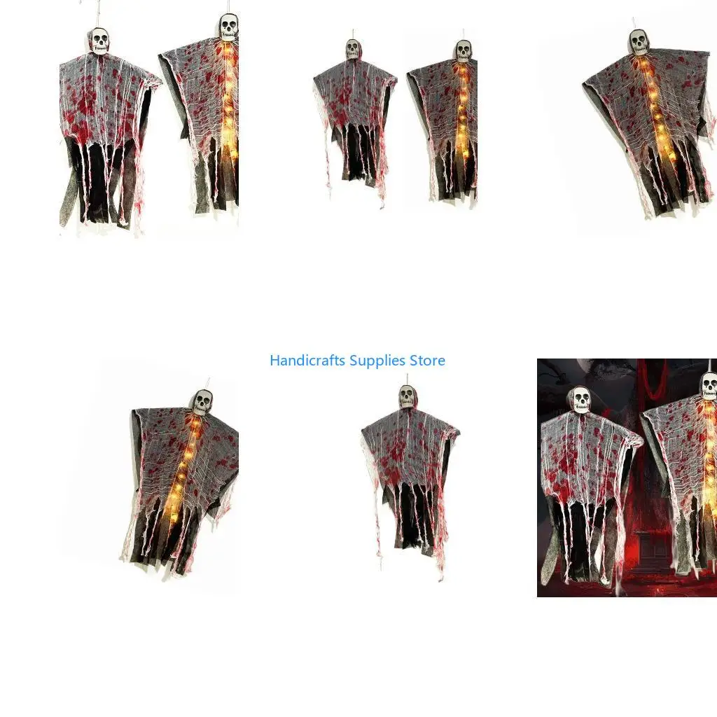 R1WA Easy Install Lighted Skull Prop for Halloween Yard Displays and Horror Event