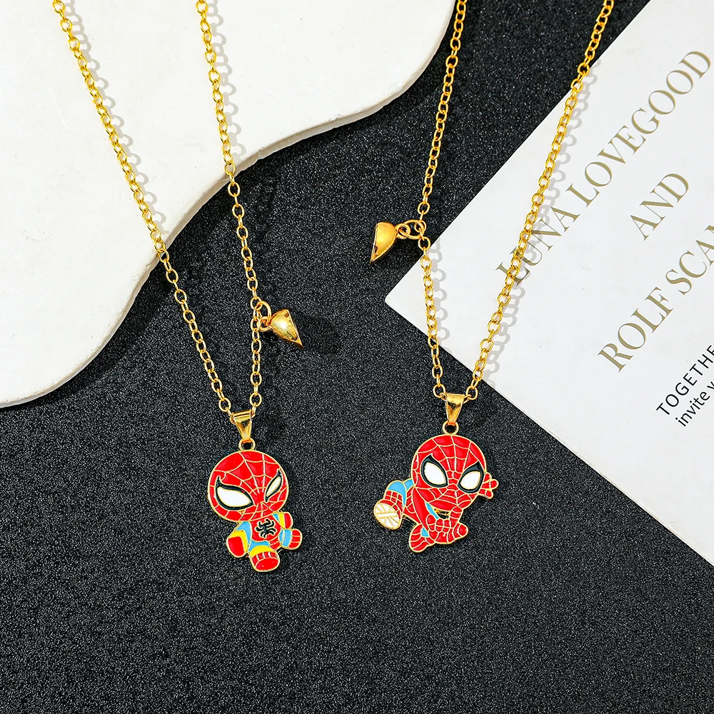 Marvel Superhero Spiderman Necklace for Best Friend Bff or Couple, Neck Accessories, Gifts, 2Pcs