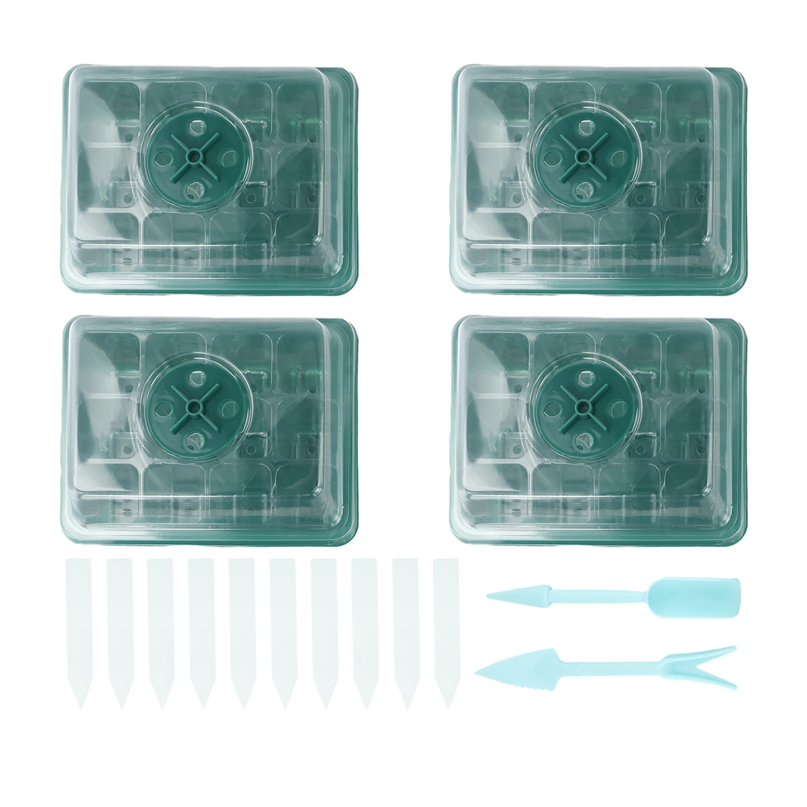 4Pcs 12 Compartments Trays Plastics Plant Pots Grow Box For Hydroponics Growing System Indoors Gardening Sowing Tray Tools