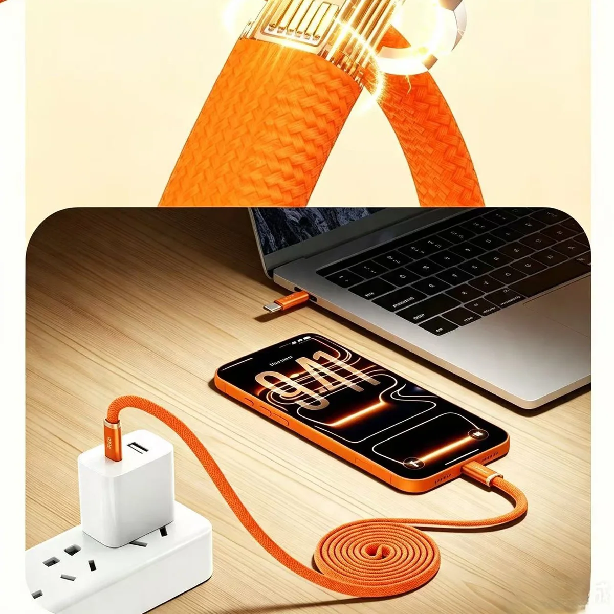 Kabel do ultraszybkiego ładowania 240W/60W Type C, magnetyczny, automatycznie zwijany, do Huawei, Samsung, Xiaomi, kabel USB C do C do transmisji danych z telefonu. — zdjęcie produktu 6