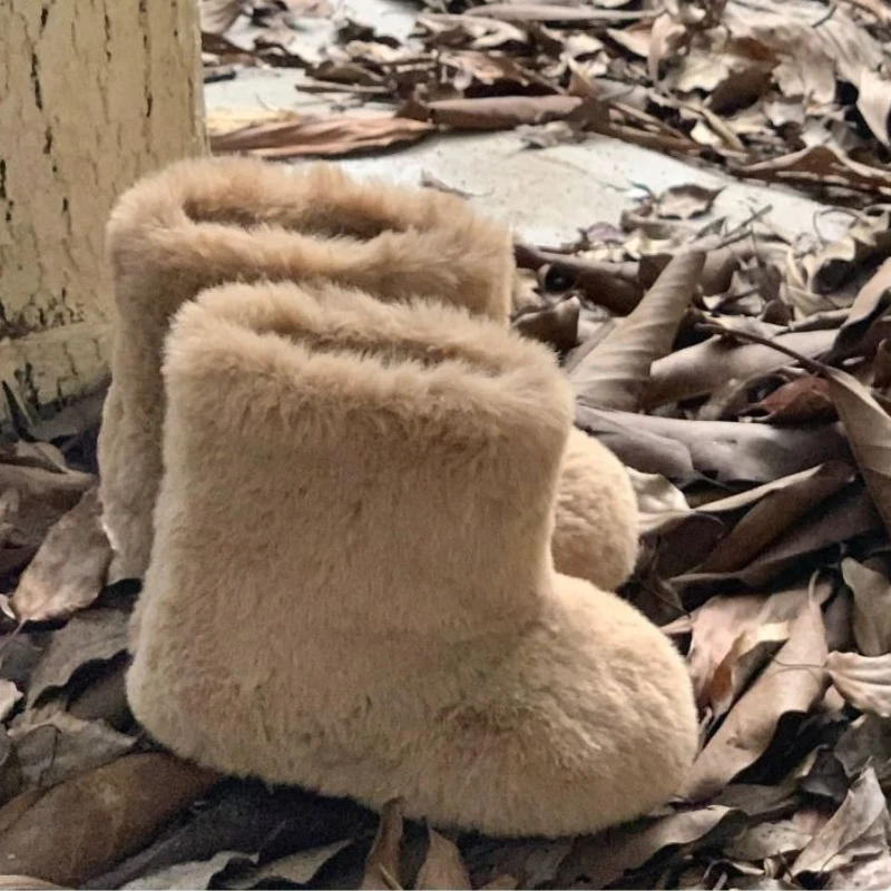 

Girls Fashion Snow Boots Winter Outdoor Kids Furry Hairy Ankle Warm Simple Children's Thermal Botas Winter Shoe for Girl Kids