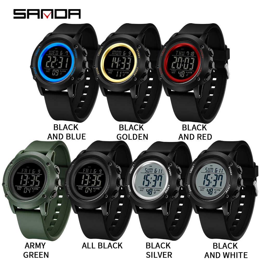 Sanda 2165 Top Brand Multifunctional Outdoor Sports Student Chronograph Watch Luxury Electronic For Men Luminous Led Display2025