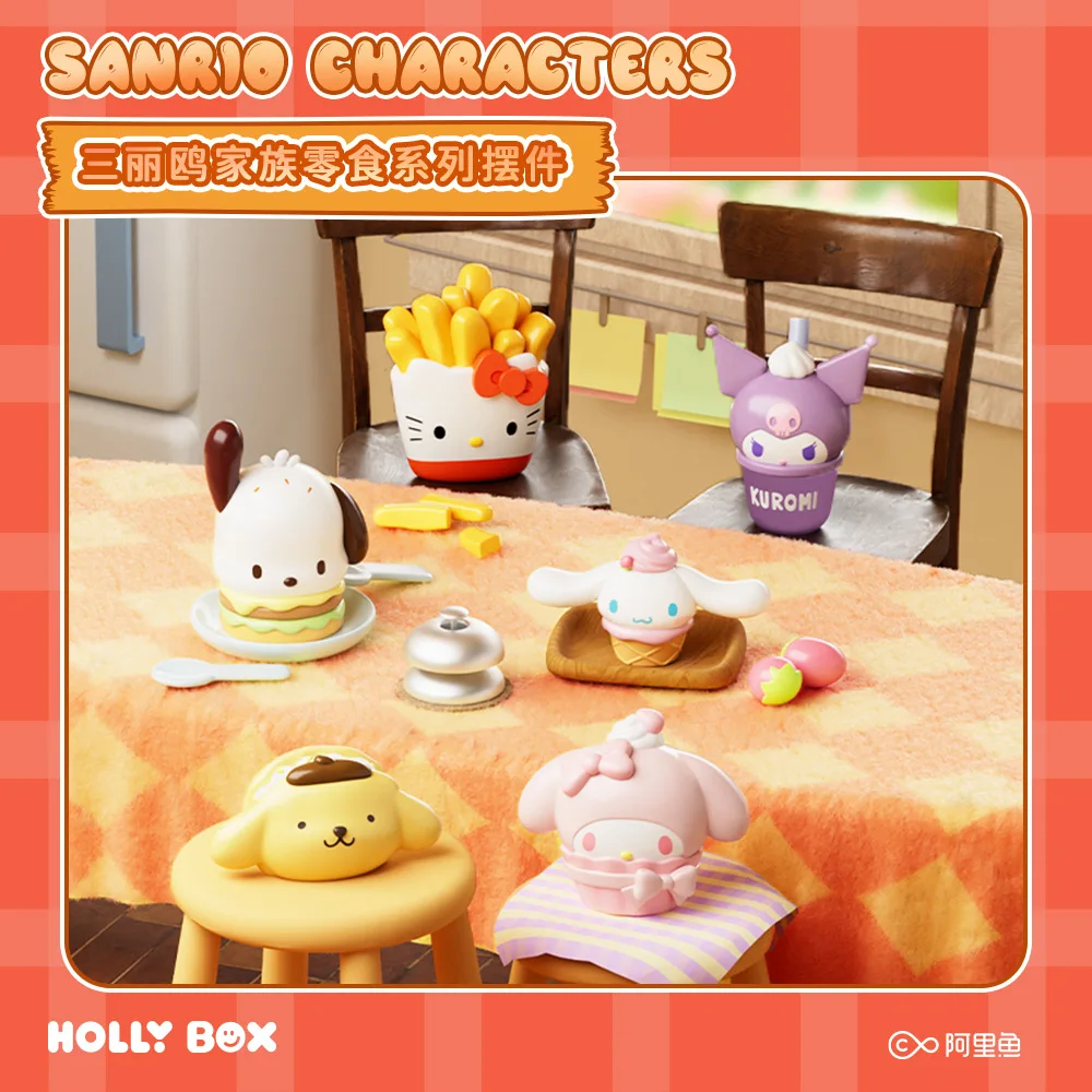 Echte Sanrio Familie Snacks Serie Blinde Tas Handstuk Ornament Schattige Leuke Auto Desktop Poppen