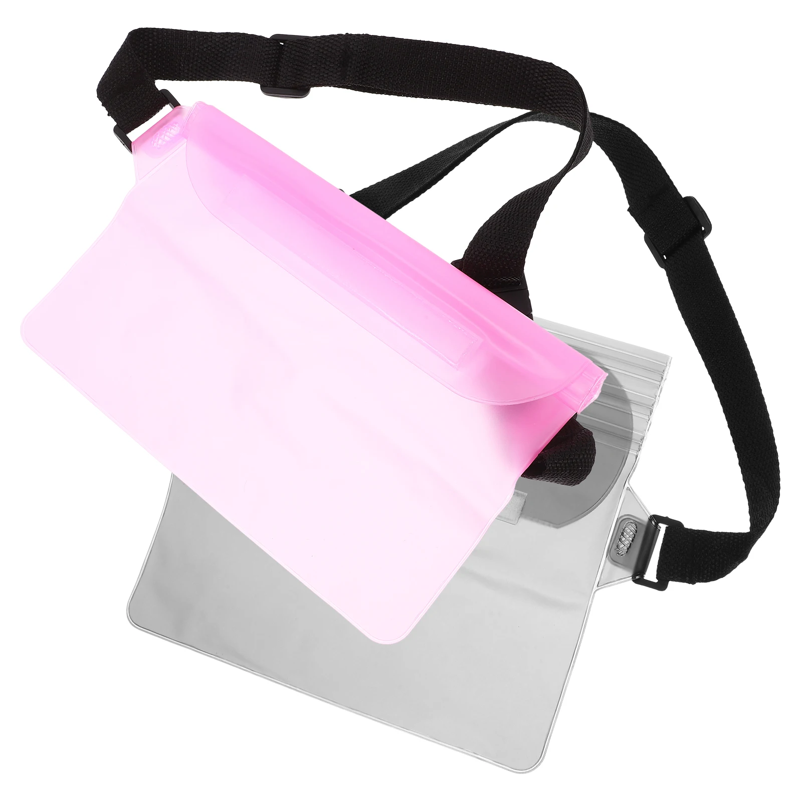 

2pcs Waterproof Phone Pouch Waist Bag Adjustable Strap Pvc Material Hands Free Carry For Outdoor Sports Water Resistant Cell