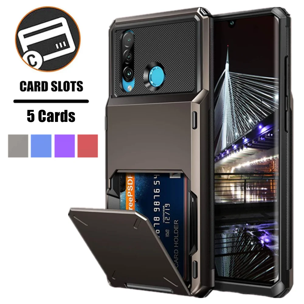 Credit Card Cover for Huawei, Wallet ID Slots, P30 Lite, P40, P20 Pro, P Smart, 2019 Case Funda