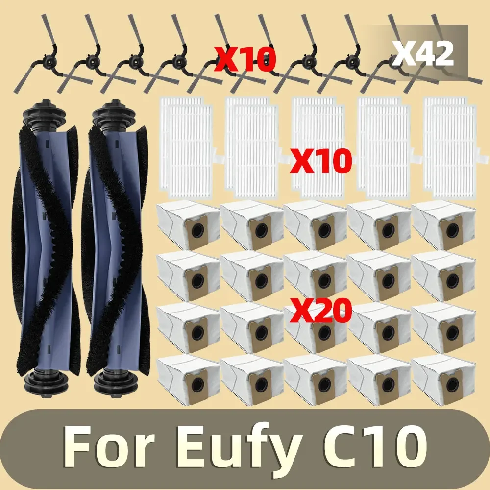 WZ-Compatible For Eufy C10 Robot Vacuum Main Roller Side Brush Filter Hepa Dust Bags Accessories Replacement Spare Parts