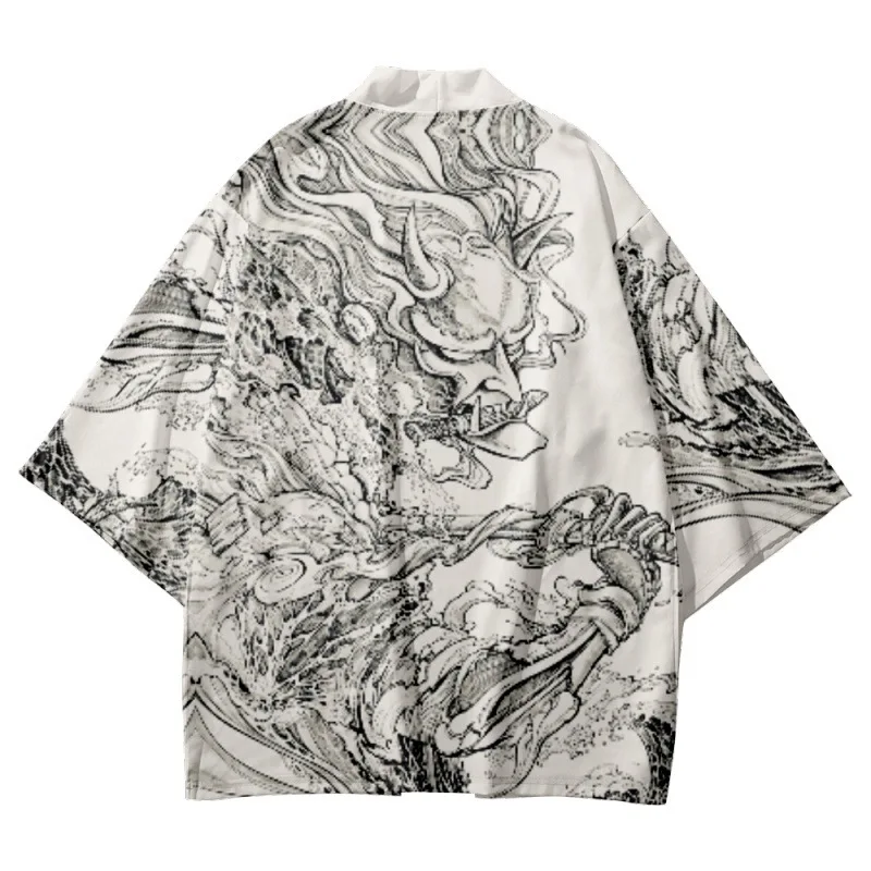 

Japanese Manga Demon Print Kimono Streetwear Beach Yukata Men Women Traditional Cardigan Cosplay Haori Harajuku Tops Clothes