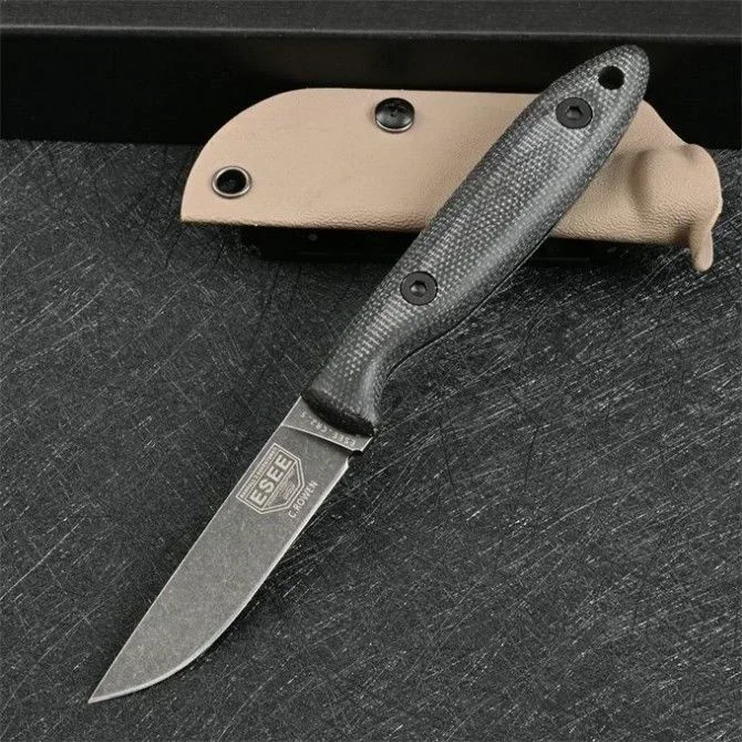 

Stonewashed DC53 Steel Fixed Blade Self Defense ESEE Outdoor Survival Hunting Knife EDC Tactical Military Gear With Kydex Sheath