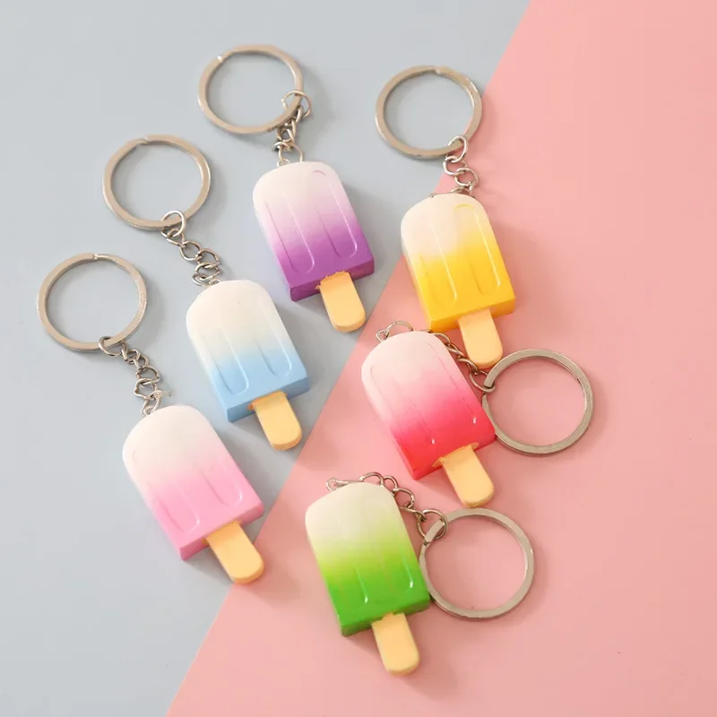 Porte-Clés en Forme de Crème Glacée d'Été pour Femme, Modèle Créatif de Photographie, Téléphone Portable, Sac de Voiture, Ornement Pendentif, Cadeau pour Étudiant