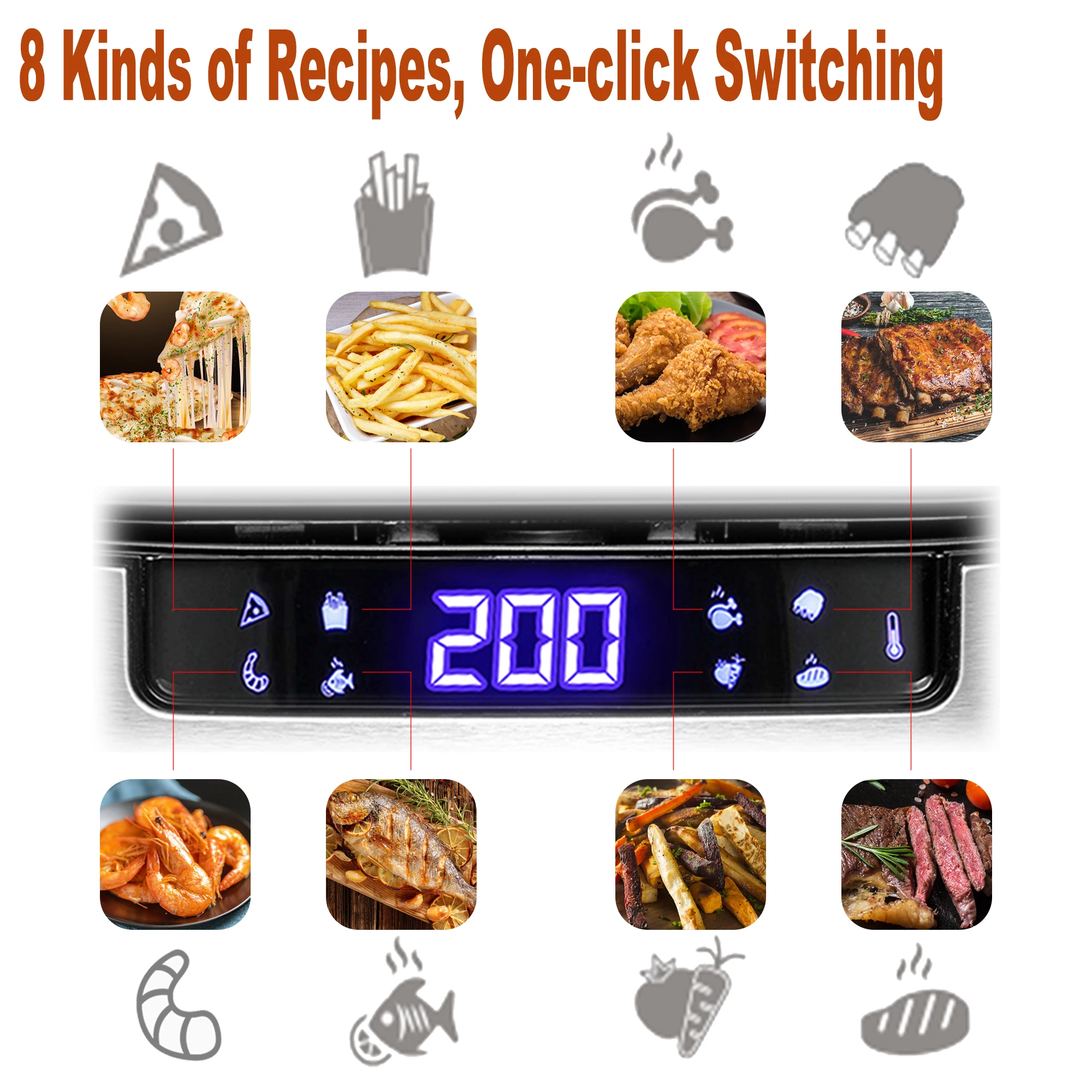 Air Fryer 5L without Oil with LED Touchscreen 360°Baking Electric Deep Fryer Nonstick Basket Kitchen Cooking Sonifer