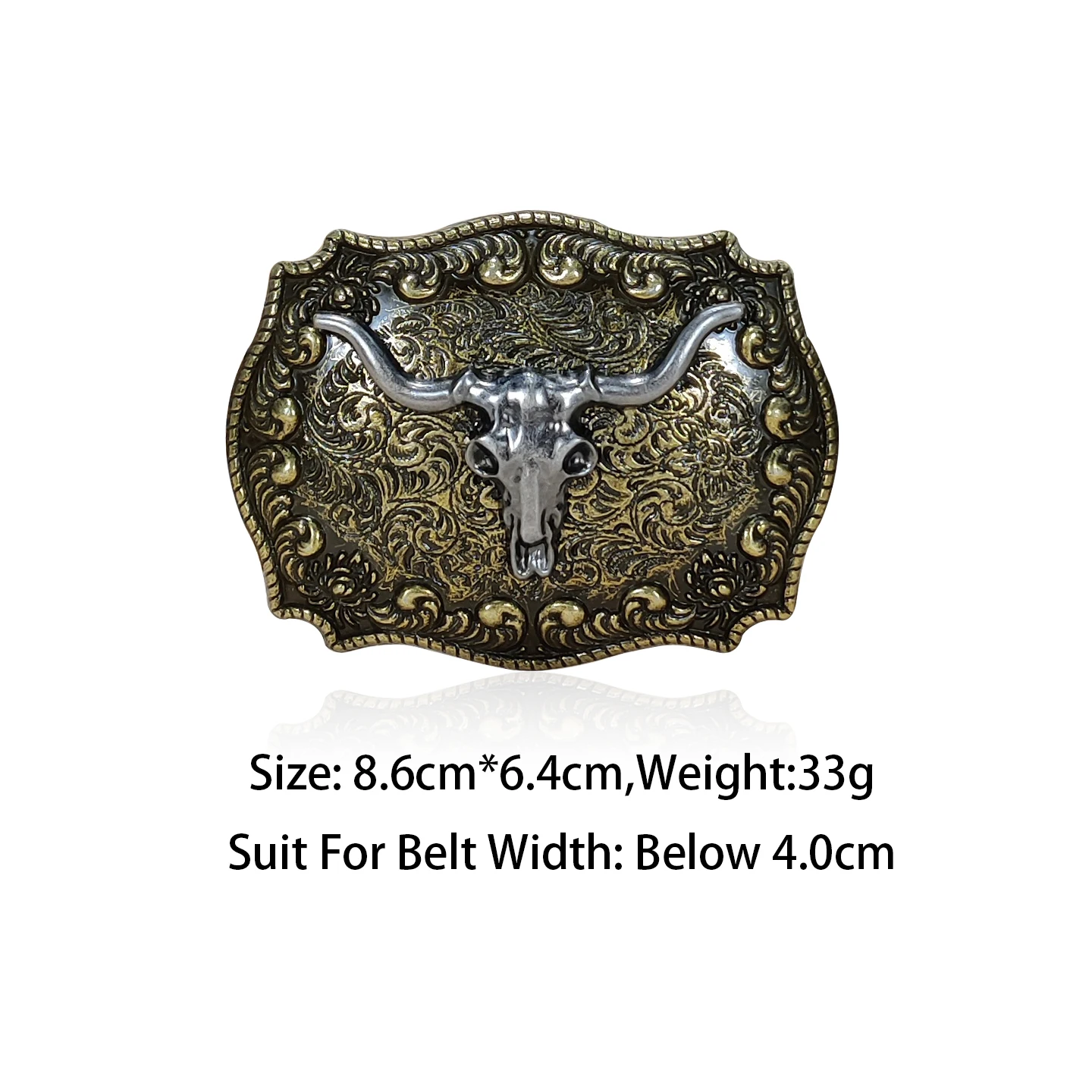 New Western Cowboy Smooth Buckle Personalized Creative Belt Buckle Head Relief Large Flower Bull Head Belt DIY Accessories