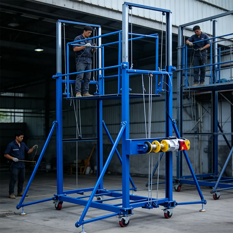 13m Commercial Electric Scaffolding 1000kg Double Mast Remote Lifting Scaffold for Mall Exterior Sign Installation