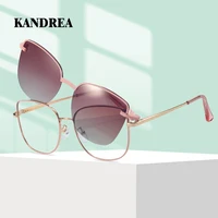 KANDREA, montura de gafas de sol de Metal Vintage, monturas de gafas ópticas para miopía a la moda para mujer, gafas graduadas polarizadas 95816