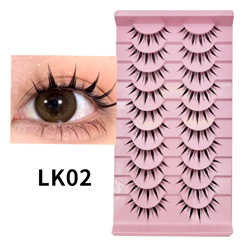Natürliche Wimpern 5/10 Paar Manga-Wimpern Kleine Teufel-Wimpern Falsche Wimpern Anime-Wimpern Vollstreifen-Wimpern Wimpern mit transparentem Band – Detail 7