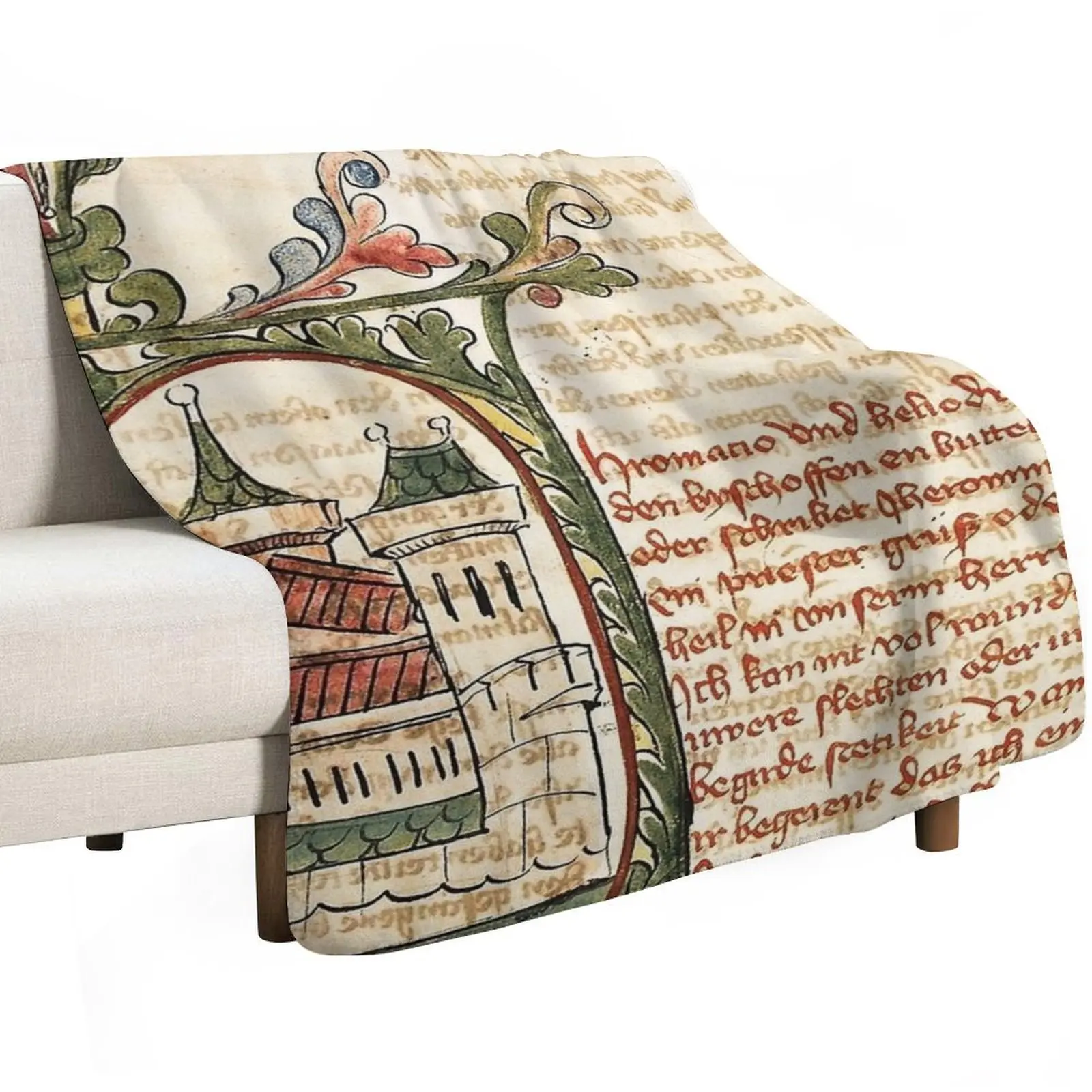 Beautiful Illuminated Manuscript from the Middle Ages Throw Blanket warm for winter Bed covers Luxury St halloween Blankets