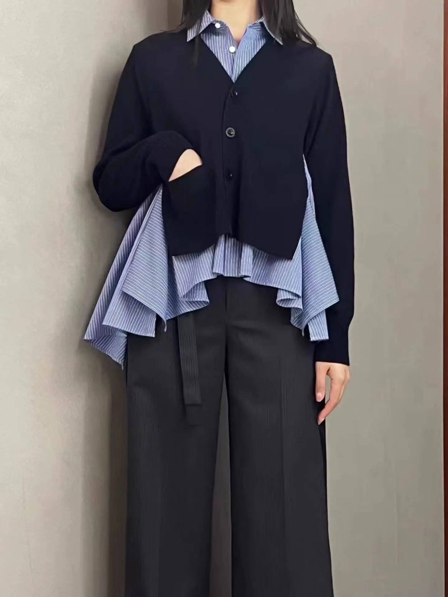 2026 spring fashion luxury women's knitted patchwork cardigans coat ladies chic asymmetrical sweater rmsx 3.20