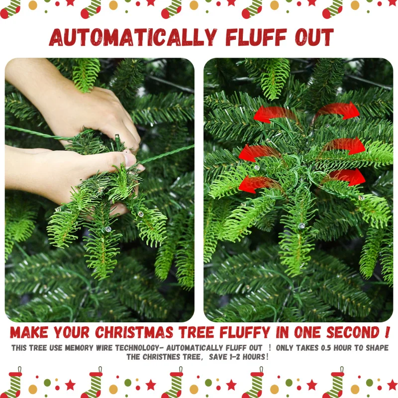 Albero di Natale da 4 piedi con 100 luci LED bianche calde, 298 punte PE+PVC, cavo di memoria con sblocco automatico, struttura incernierata e sta stabile in metallo