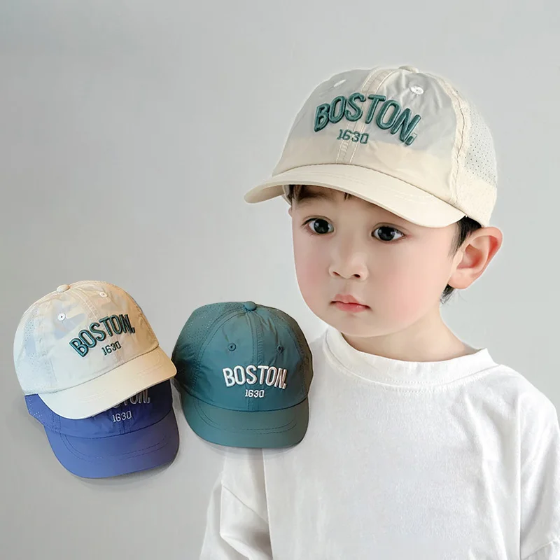 

Children Quick Drying Duckbill Cap Summer Sun Hat 2-6Year Boy Girl Sun Shading Duck Tongue Caps Embroidery Kids Baseball Hats