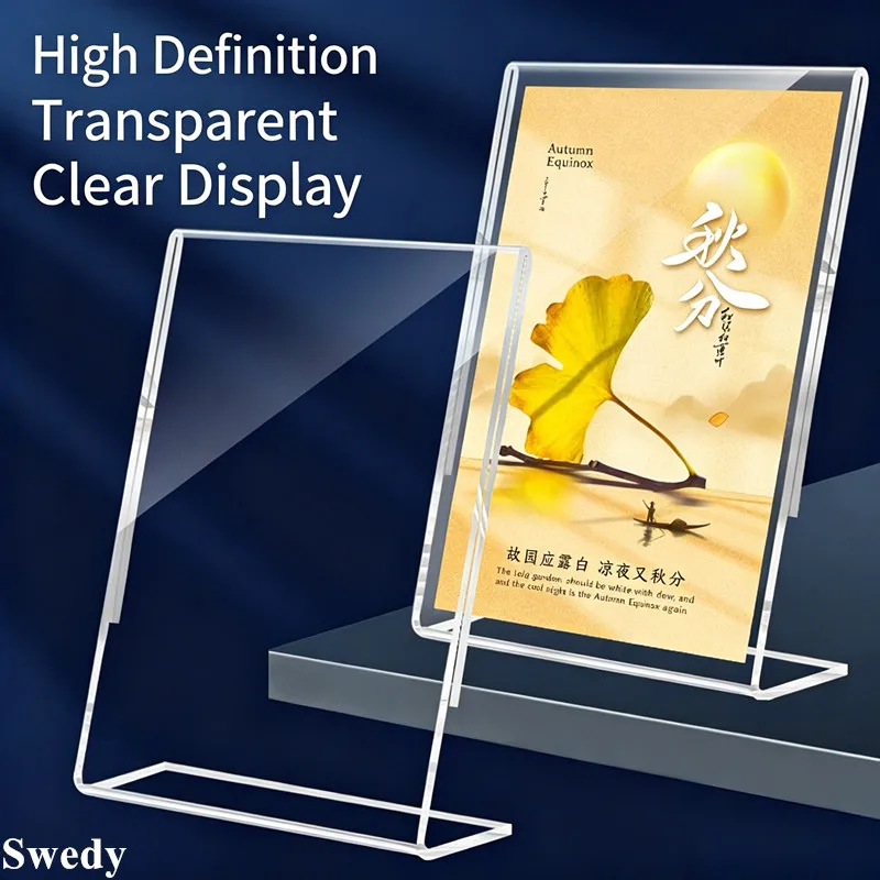 5 Pack A5 148X210MM Clear Acrylic L-Shaped Restaurant Menu/Poster Display Stand Picture Ad Frames Acrylic Sign Holder Stand