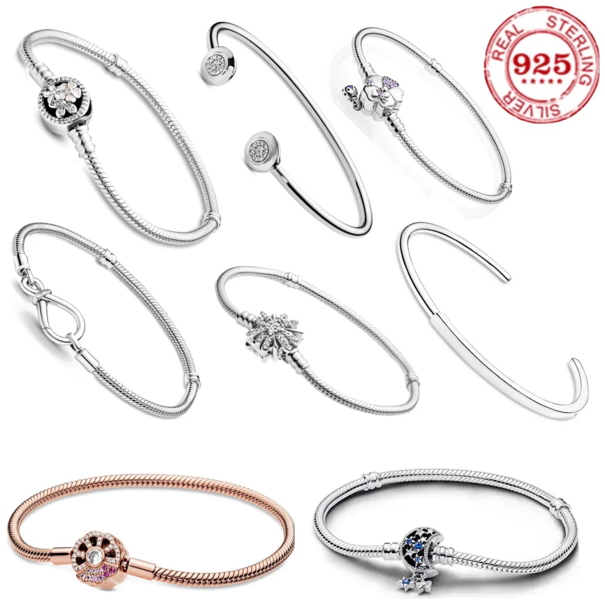

2025 hot 925% sterling silver charm bracelet for women's fashion classic crown watch bracelet original DIY high-quality jewelry