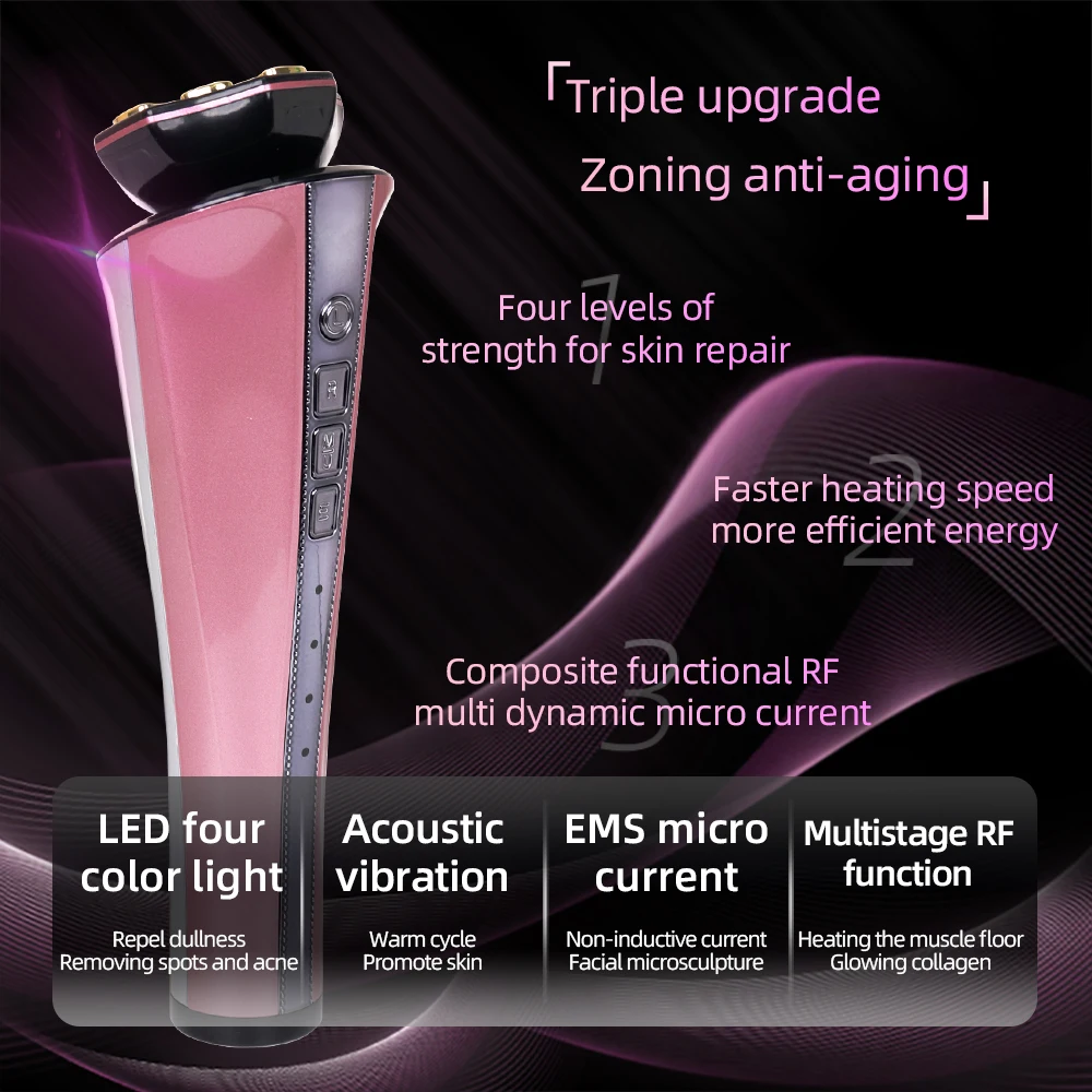 Rf ems led radiofrequência micro-elétrico anti-envelhecimento face lift cuidados com a pele uso doméstico equipamento de beleza massageador facial