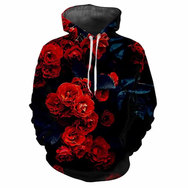 

Rose-patterned Parent-child Hoodie, Autumn and Winter Men's and Women's Sports and Casual Fashion 3D Printed Hoodie