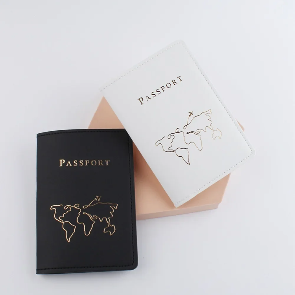 2 Pcs New Short Couple Passport Cover Letter Women Men Travel Wedding Passport Cover bagaglio Tag Holder Set di custodie da viaggio