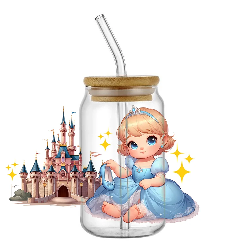Miniso Q-version Princess UV DTF Transfer Sticker Cartoon for 16 Oz Libbey Cups Wrap Selfadhesive Waterproof Decals Custom