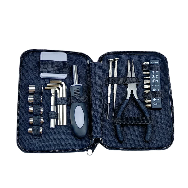 

portable tinplate box tool set Hexagonal wrench Screwdriver Tape measure Steel wire pliers