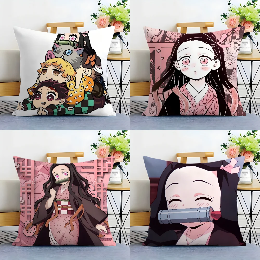 Anime D-Demon Slayer Cute Pillow Case Plush Fabric Soft  Pillowcase Double Sided Print Cushion Cover Household Gifts