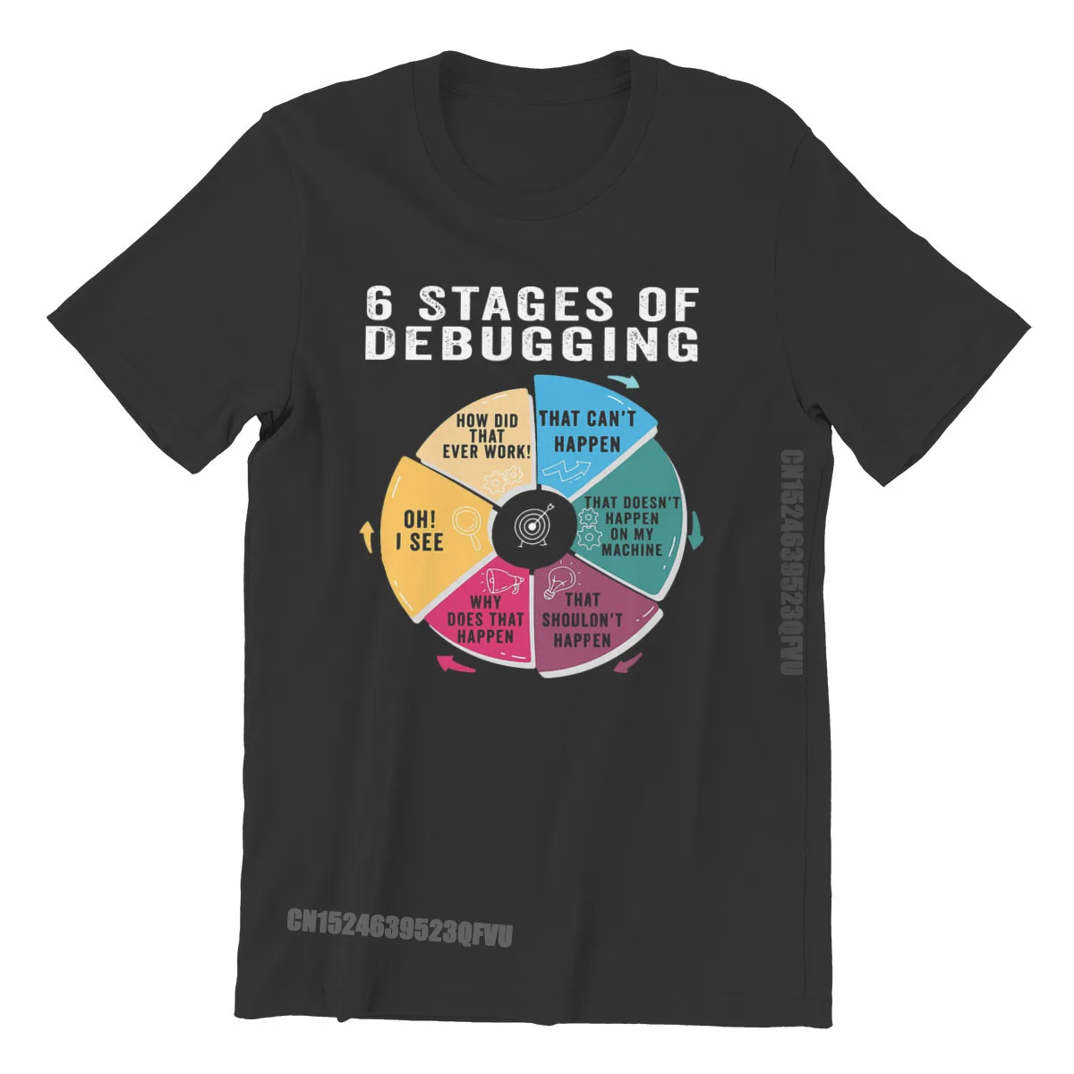 6 Stages Of Debugging Tshirts For Male Software Developer IT Programmer Geek Camisetas Style Men T Shirts Homme Print Loose