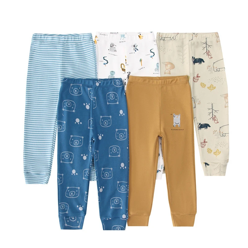 iyeal-5-pieces-lot-printemps-et-automne-infantile-garcons-et-filles-dessin-anime-imprime-mignon-maison-pantalon-couleur-mixte-coton-pantalon
