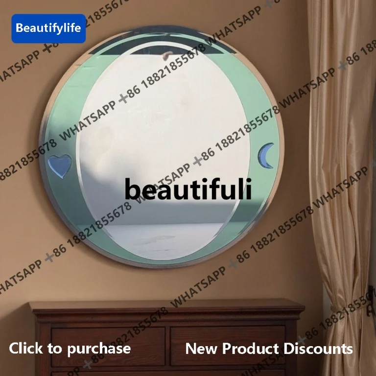

D183 Crystal glass bathroom mirror washstand wall hanging high-end jadeite green glass light luxury vanity mirror