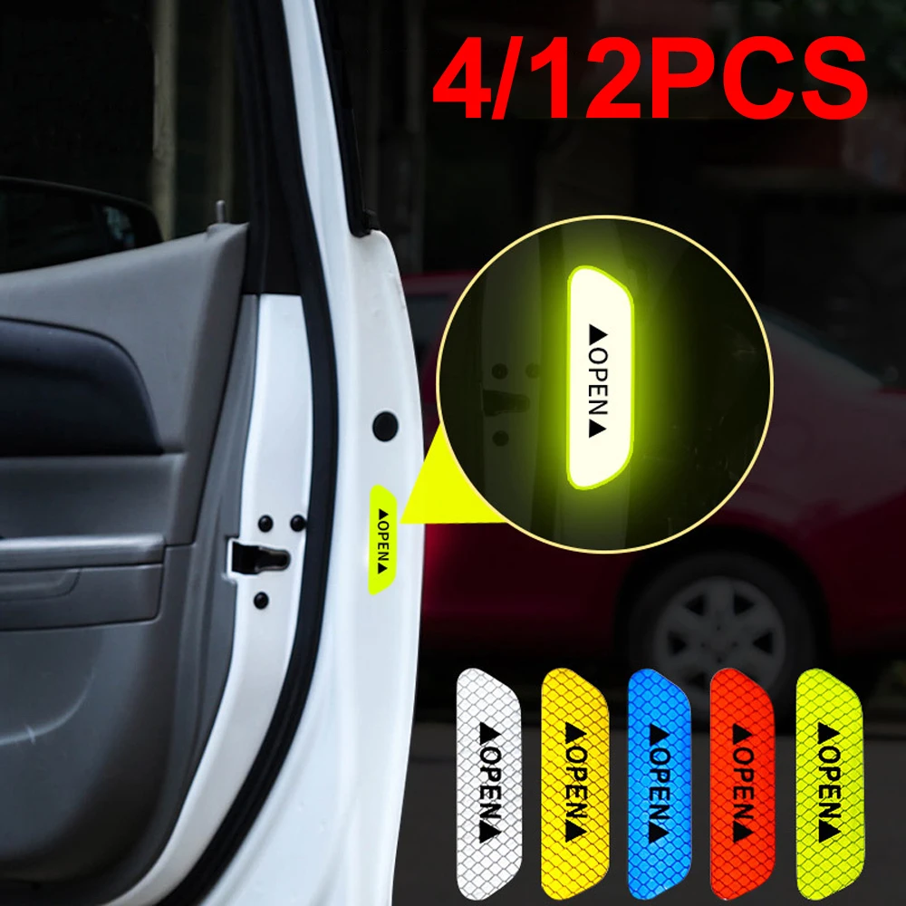 4/12PCS Car Reflective Strips Warning Stickers For Toyota Corolla Yaris Auris CHR Camry Prius RAV4 Highlander Car Door Stickers