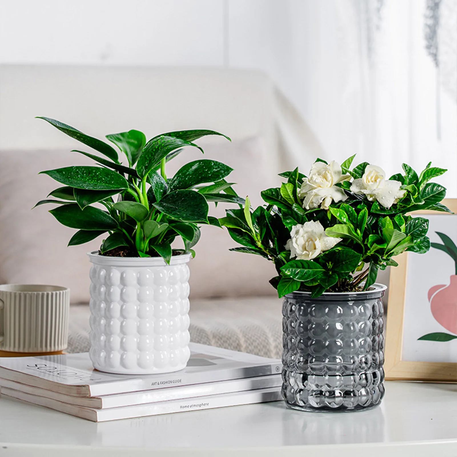 Self Watering Flowerpot Hydroponic Flower Pot Automatic Water-Absorbing Flowerpot Double Layer Plastic Self Watering Planter