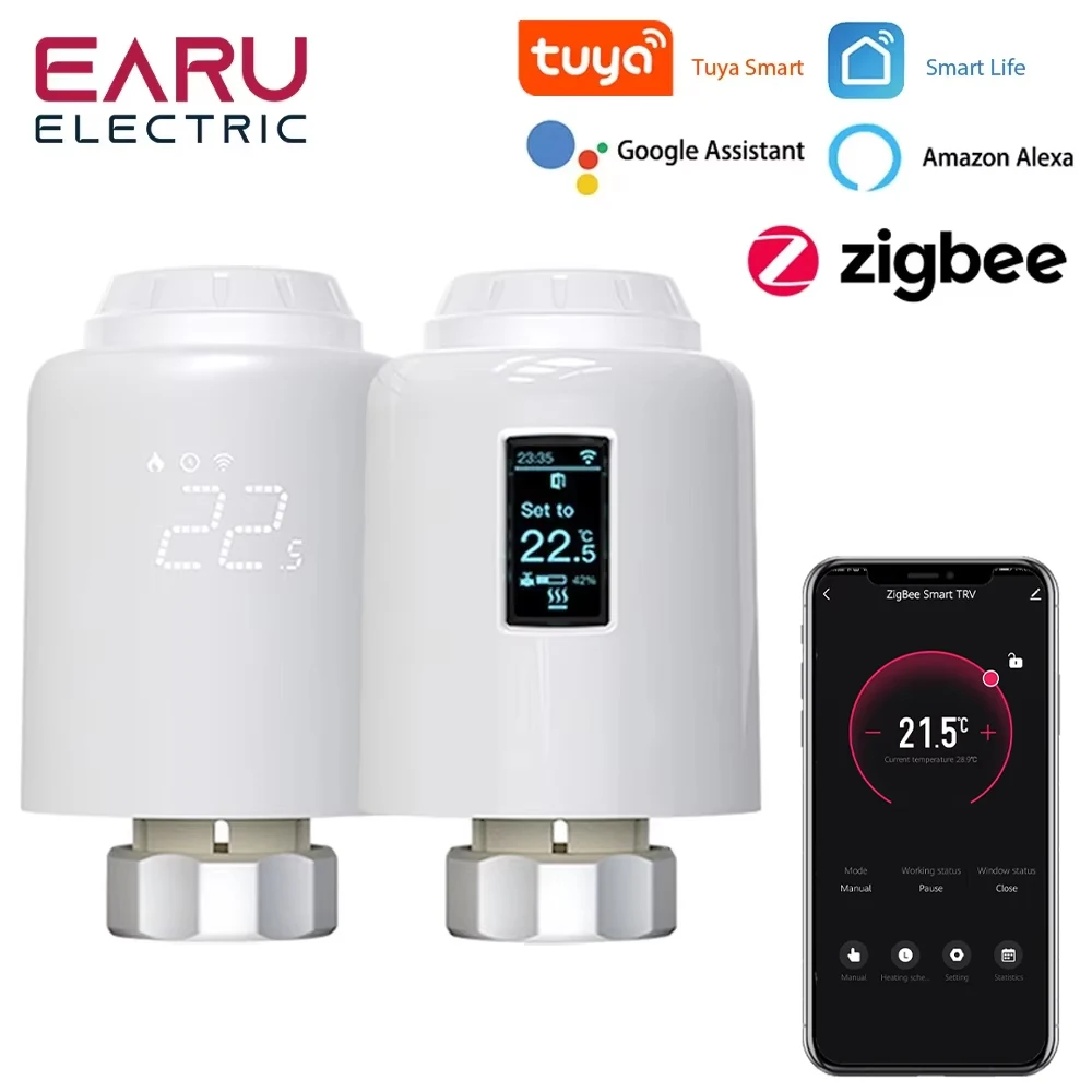 Termostato inteligente Tuya ZigBee, radiador TRV, actuador termostático programable, calefacción, control remoto de temperatura, Alexa y Google