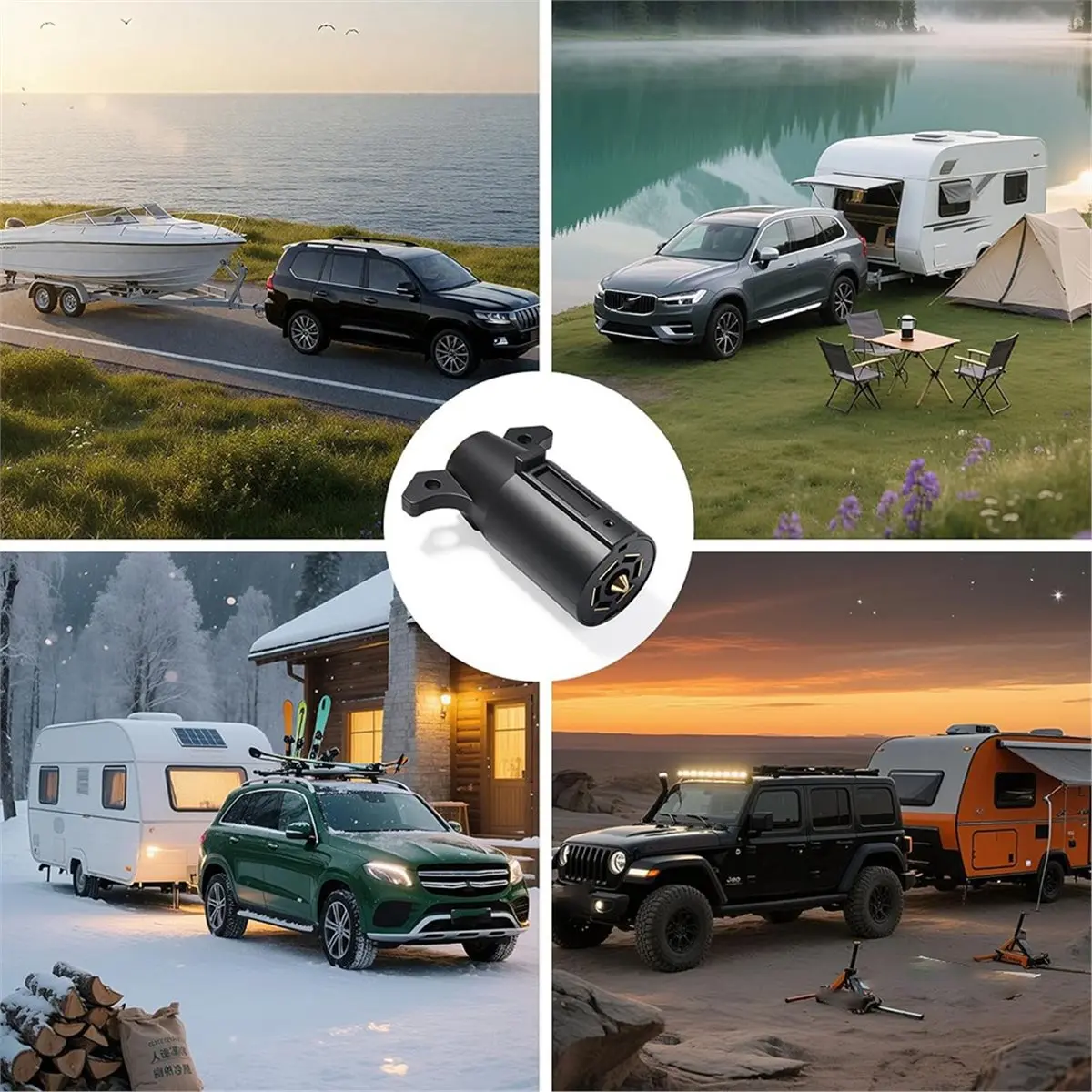 Plugue de reboque de 7 vias (2 pacotes), plugue de substituição de fiação de reboque de 12V e 7 pinos, conector de luz de reboque estilo RV redondo de 7 pontos