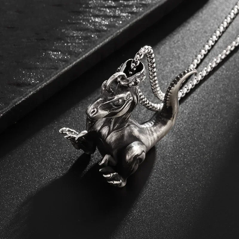 Classic Fashion Mr. Crocodile Animal Pendant Necklace Men's Trendy Hip Hop Punk Jewelry Gift Sweater Chain